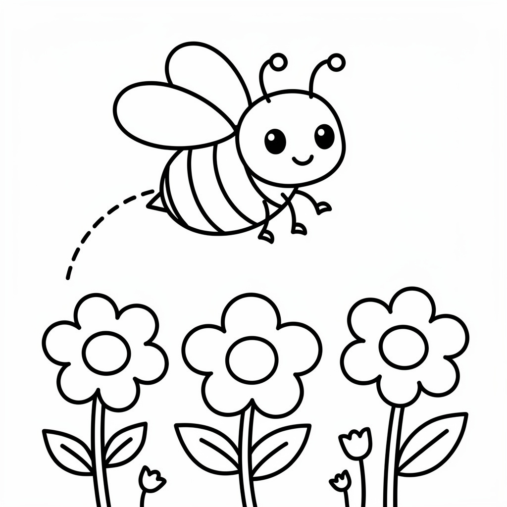 Gratis nedladdningsbar målarbild med bi på blomsteräng