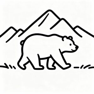 Gratis nedladdningsbar målarbild med björn bland bergen