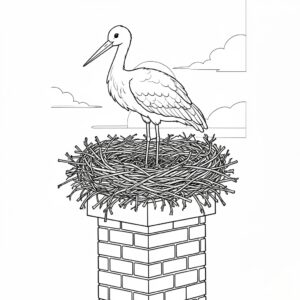Gratis stork målarbild i boet