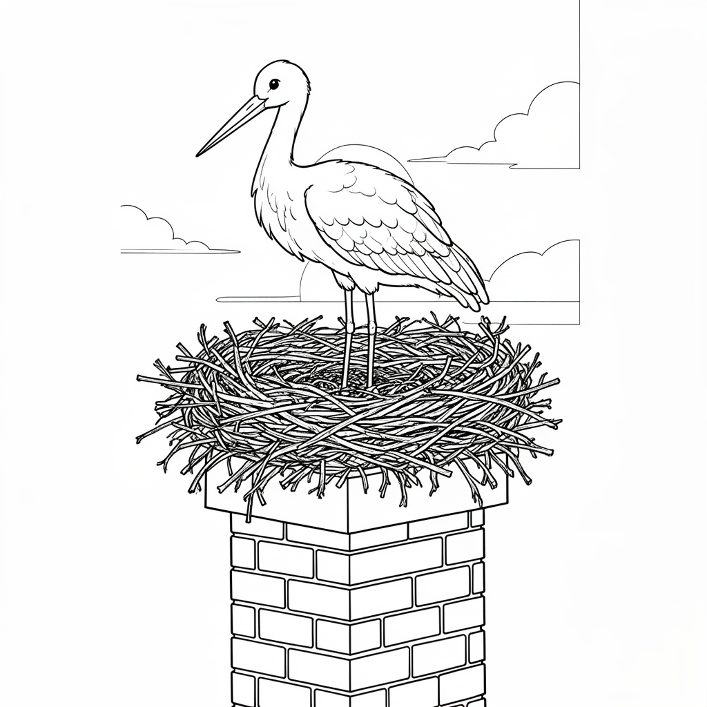 Gratis stork målarbild i boet