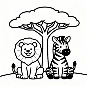 Gratis utskrivbar djurbild: lejon och zebra