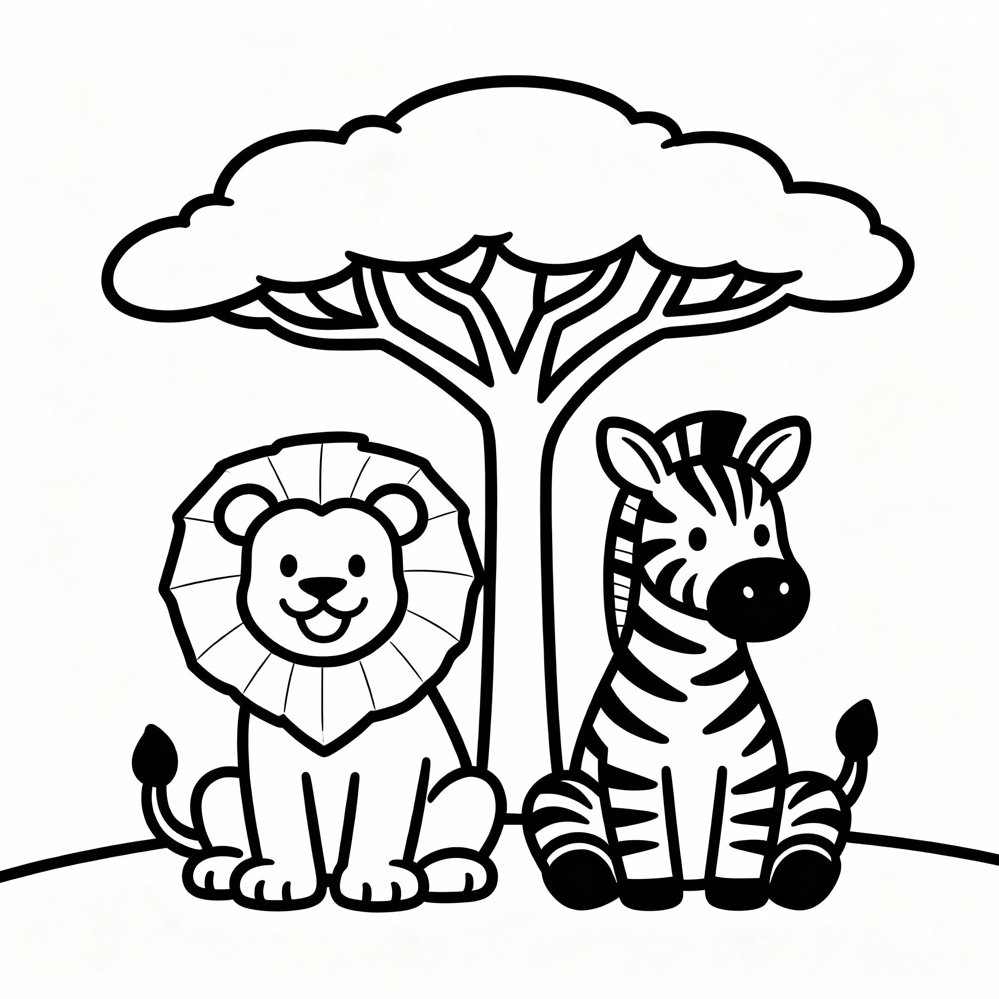 Gratis utskrivbar djurbild: lejon och zebra