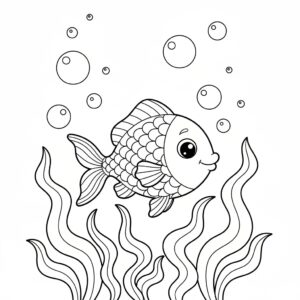 Gratis utskrivbar fiskmålarbild med sjögräs