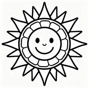 Gratis utskrivbar glad sol-mandala målarbild