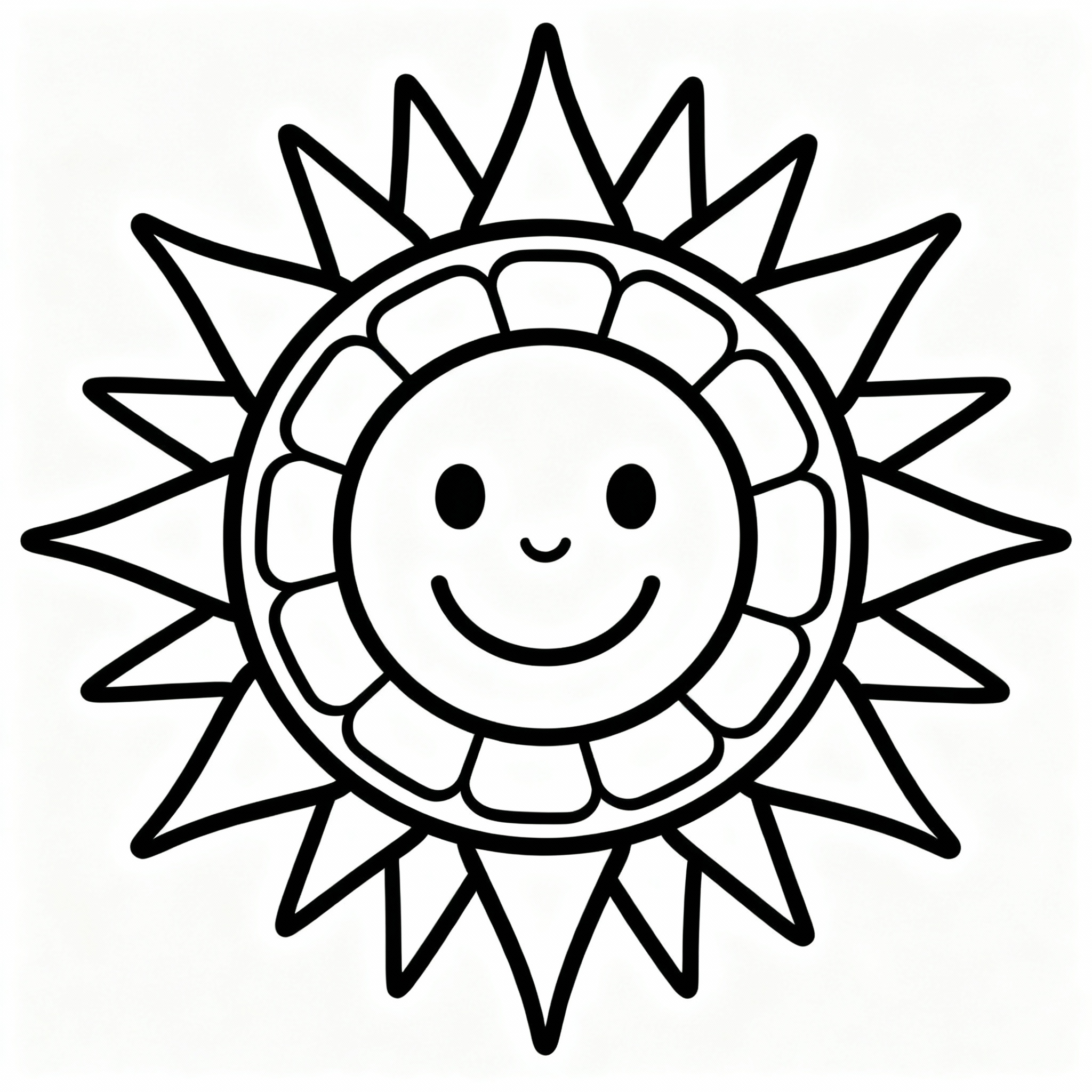 Gratis utskrivbar glad sol-mandala målarbild