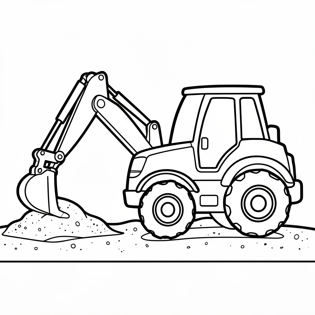 Gratis utskrivbar grävmaskin i sandlådan