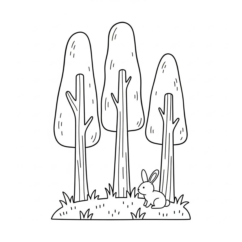 Gratis utskrivbar skog målarbild för barn