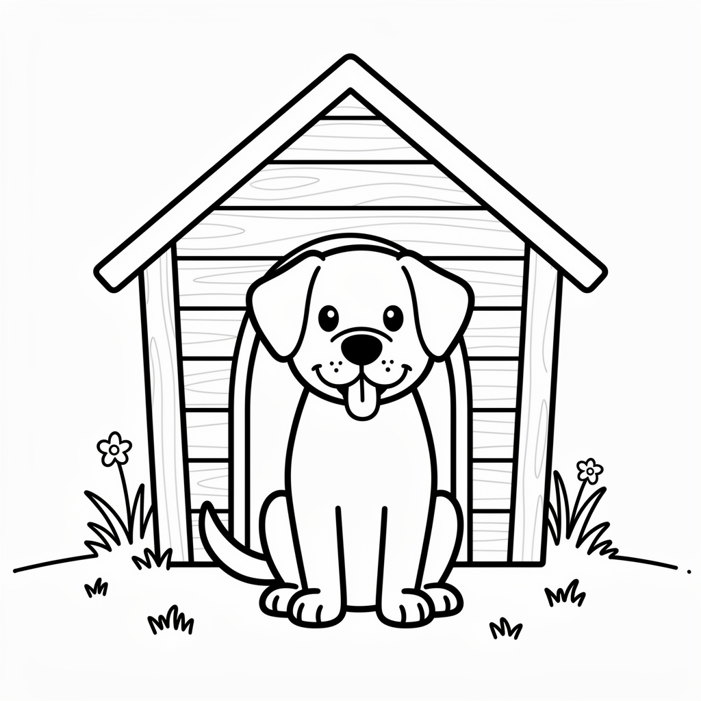 Gratis utskrivbar trogen hund målarbild med hundkoja