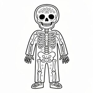 Halloween målarbild: detaljerad skelettdräkt