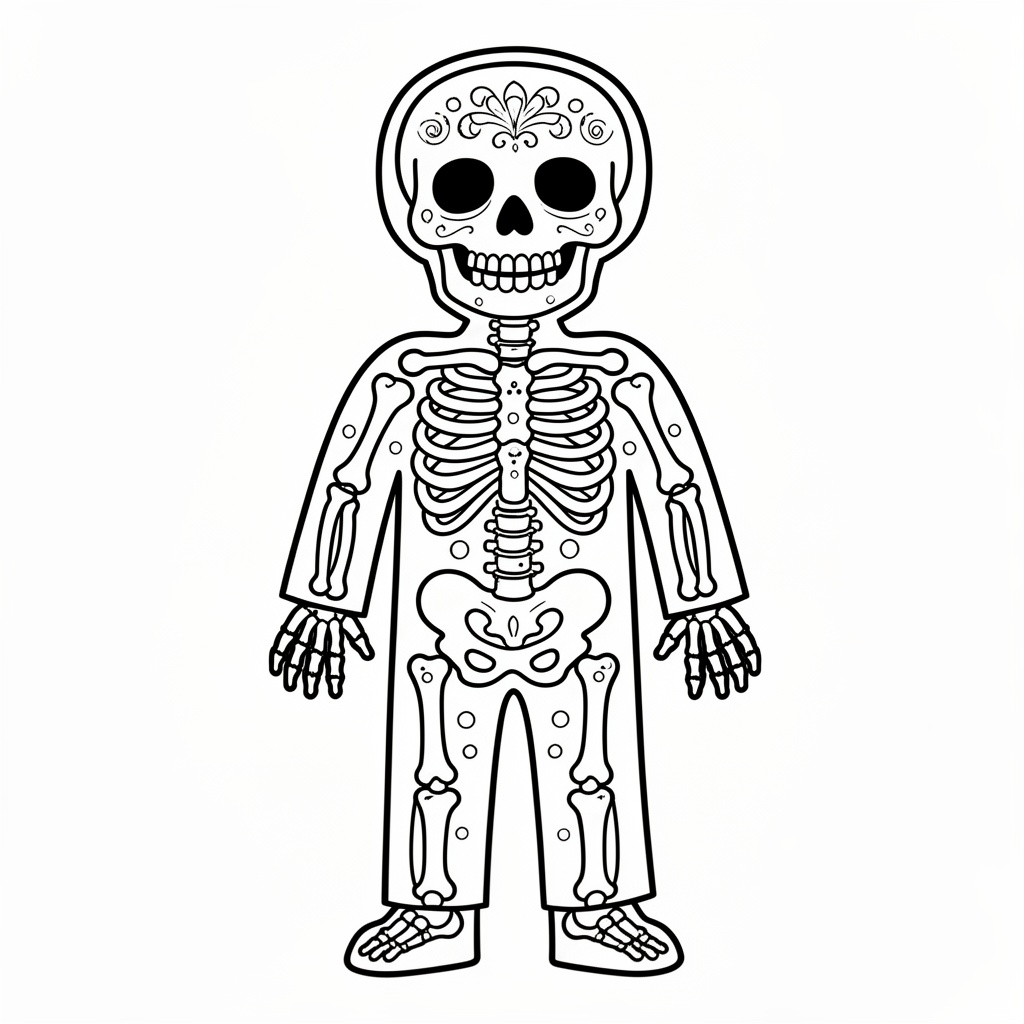 Halloween målarbild: detaljerad skelettdräkt