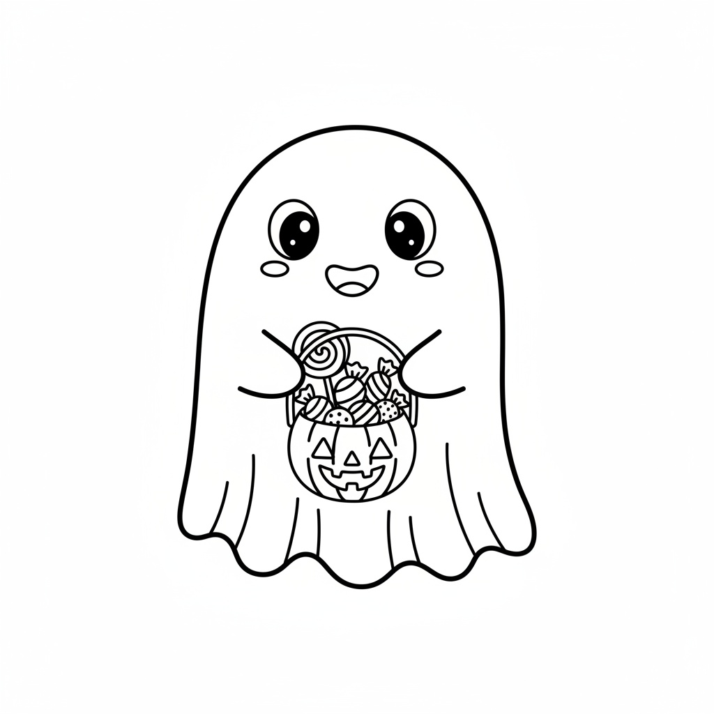 Halloween teckning med vänlig spöke