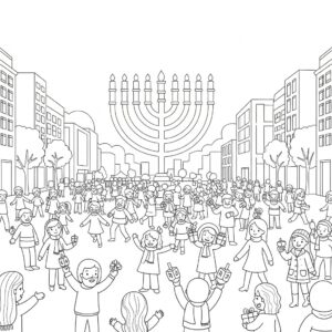 Hanukka-firande på stadens torg