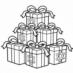 Hanukka målarbild med presenter