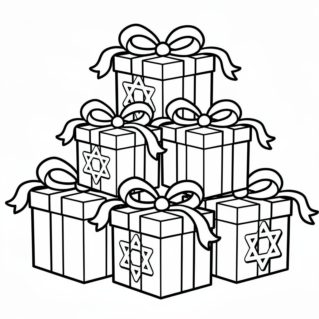 Hanukka målarbild med presenter
