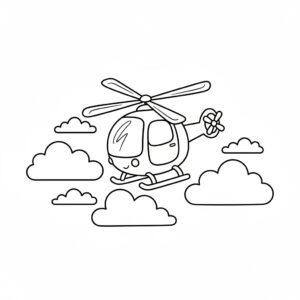 Helikopter ovanför molnen målarbild