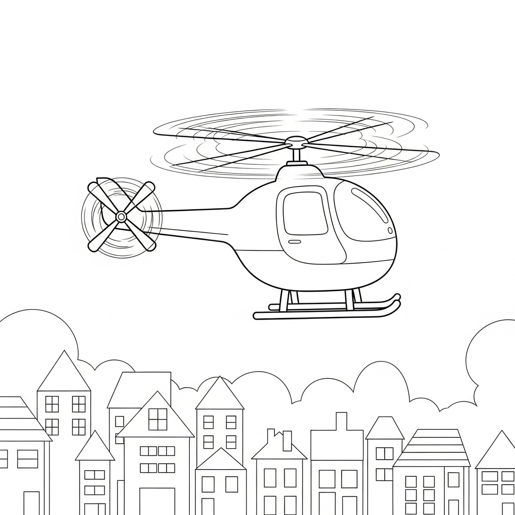 Helikopter över molnen målarbild