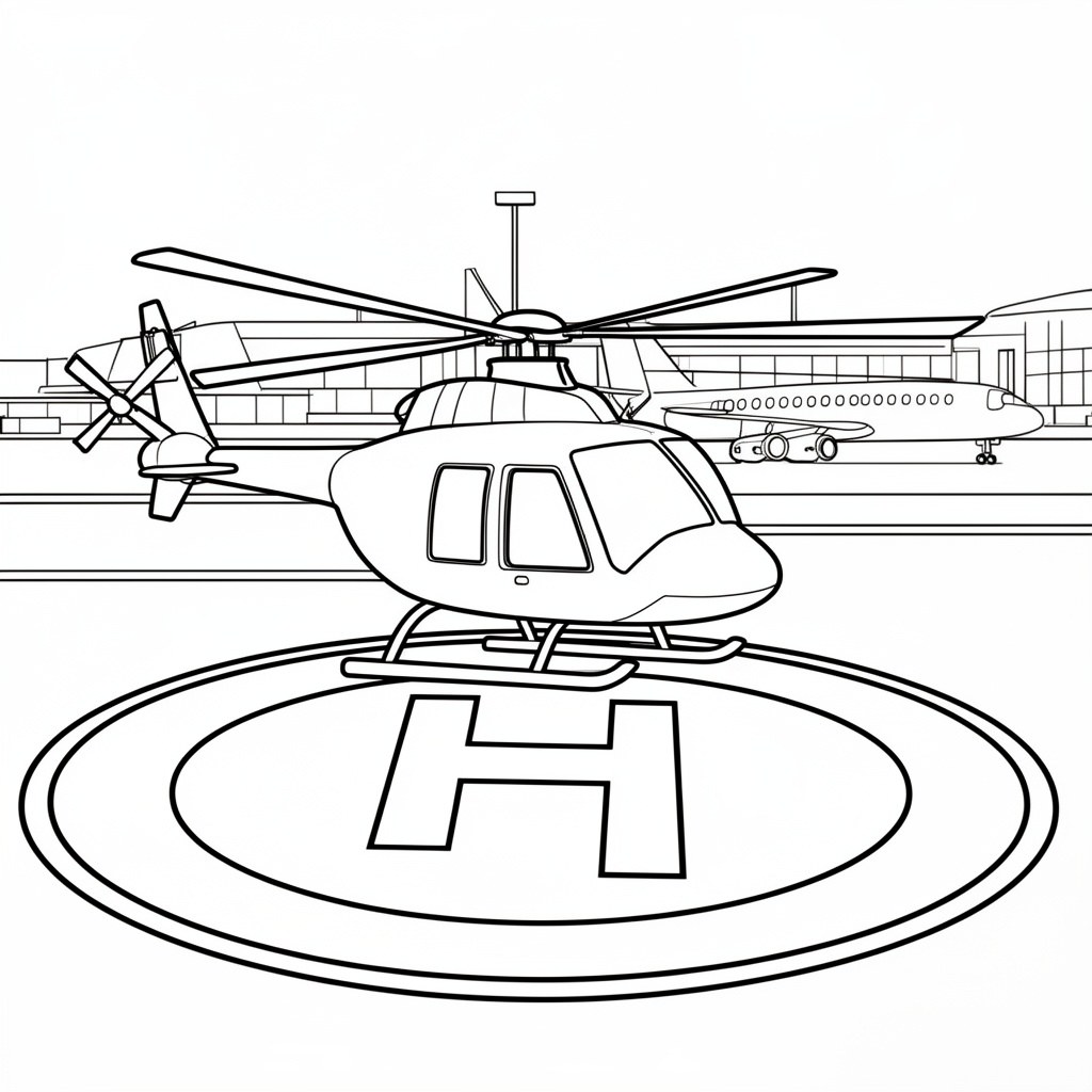 Helikopter på landningsplattan målarbild