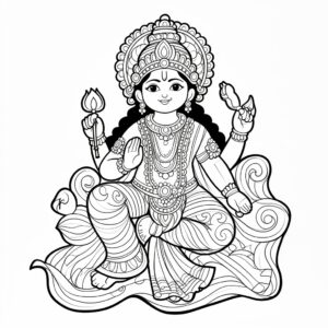 Hindu gudomlig figur i detaljrik zentanglestil målarbild