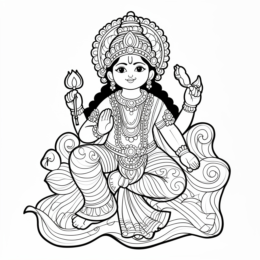 Hindu gudomlig figur i detaljrik zentanglestil målarbild