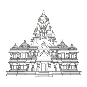 Hindutempel med detaljer – gratis PDF-målarbild för vuxna