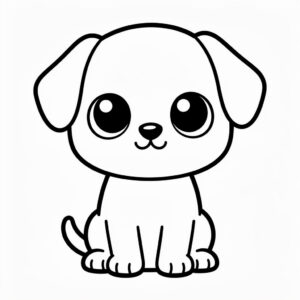Hund med stora runda ögon i kawaii-stil