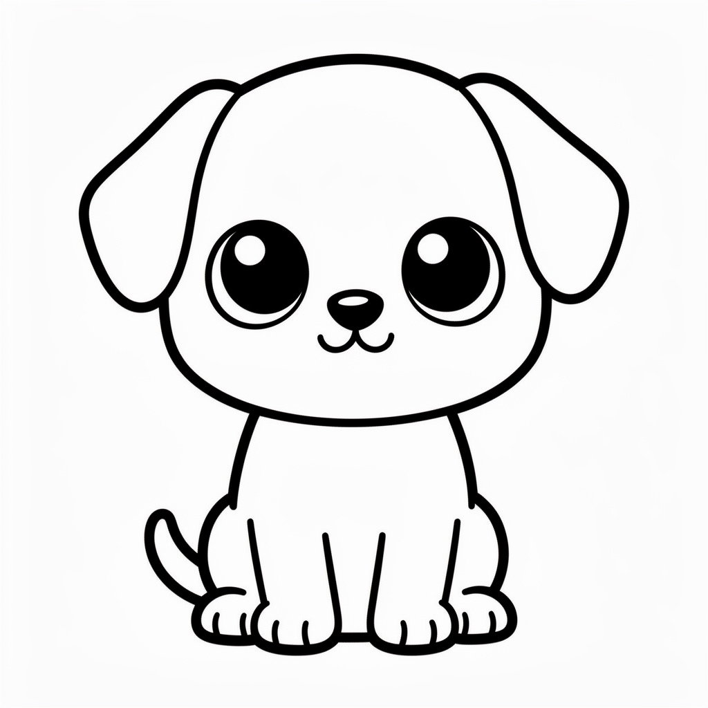 Hund med stora runda ögon i kawaii-stil