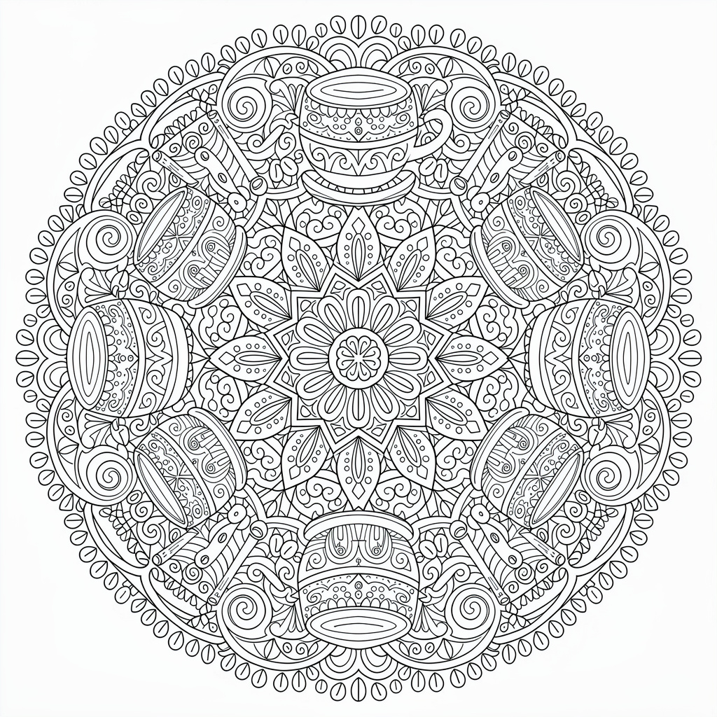 Intrikat fika mandala för vuxna
