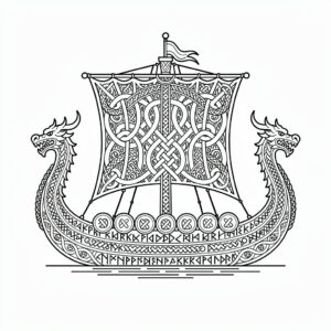 Intrikat vikingaskepp i mandalastil