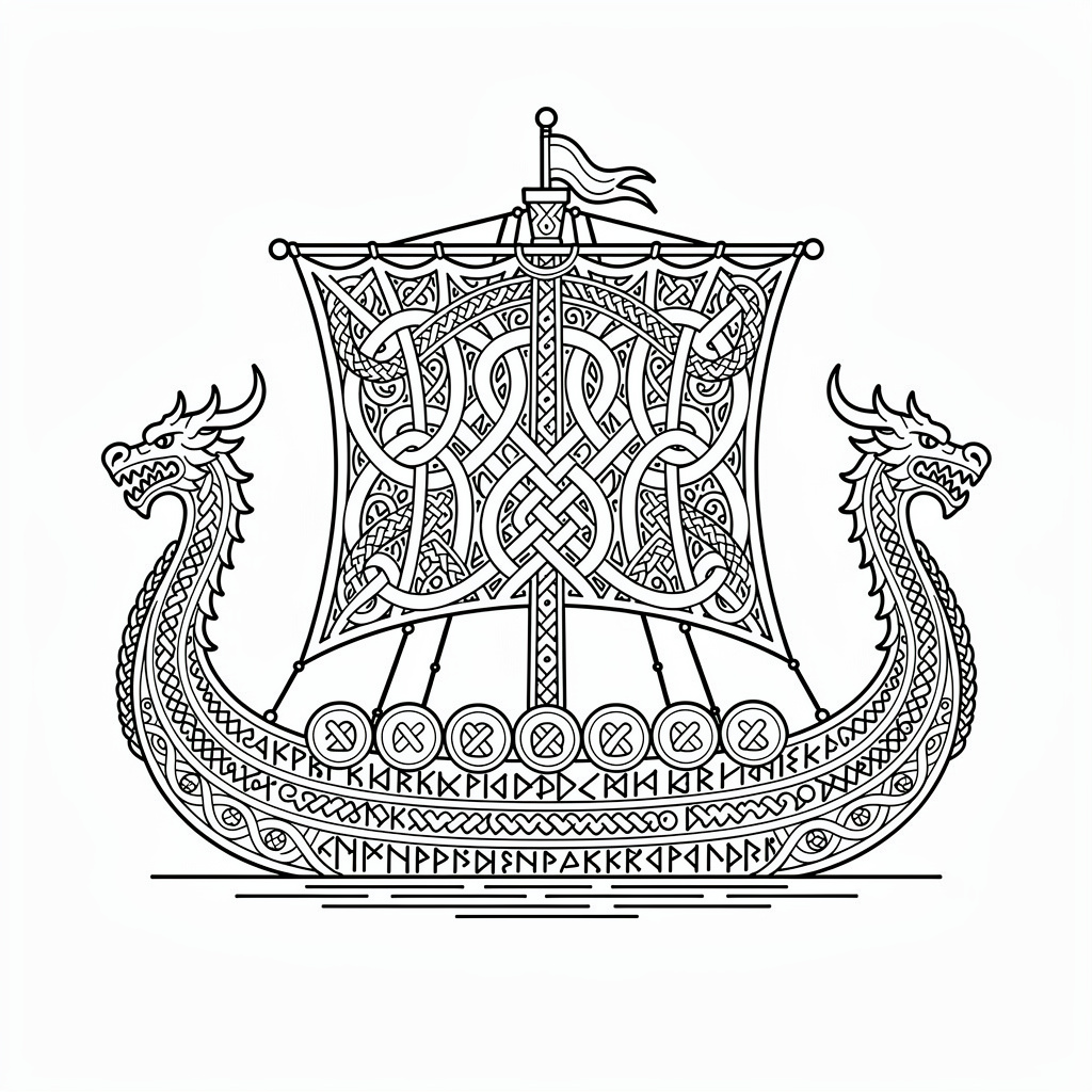 Intrikat vikingaskepp i mandalastil