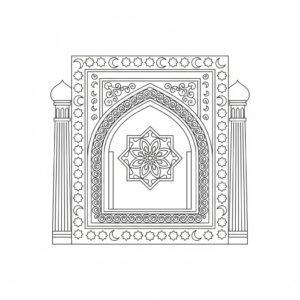 Islamisk dekorerad mihrab detaljerad målarbild för vuxna