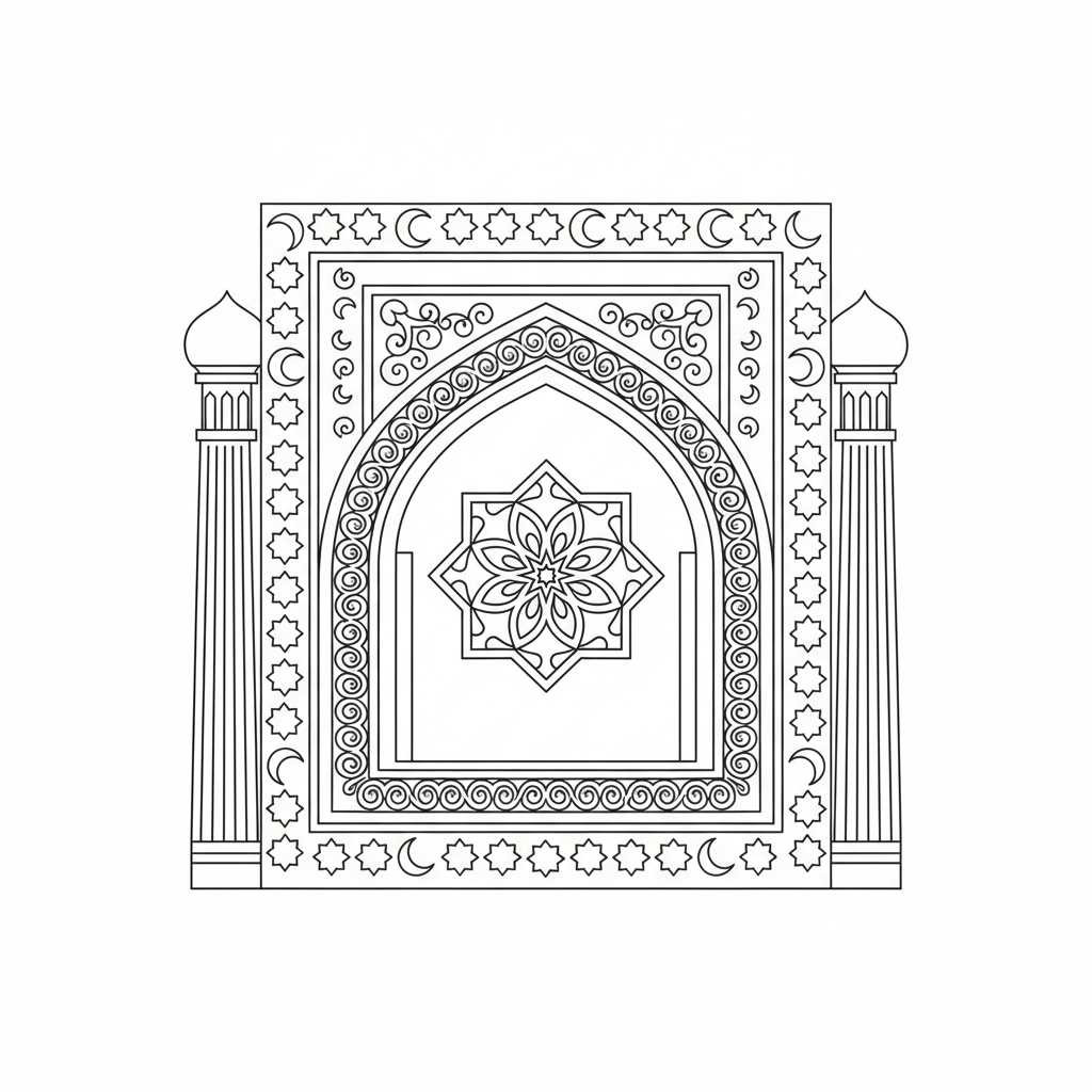 Islamisk dekorerad mihrab detaljerad målarbild för vuxna