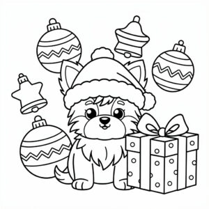 Julig yorkshireterrier med tomteluva