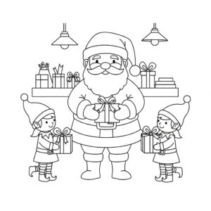 Jultomte målarbild med tomtar