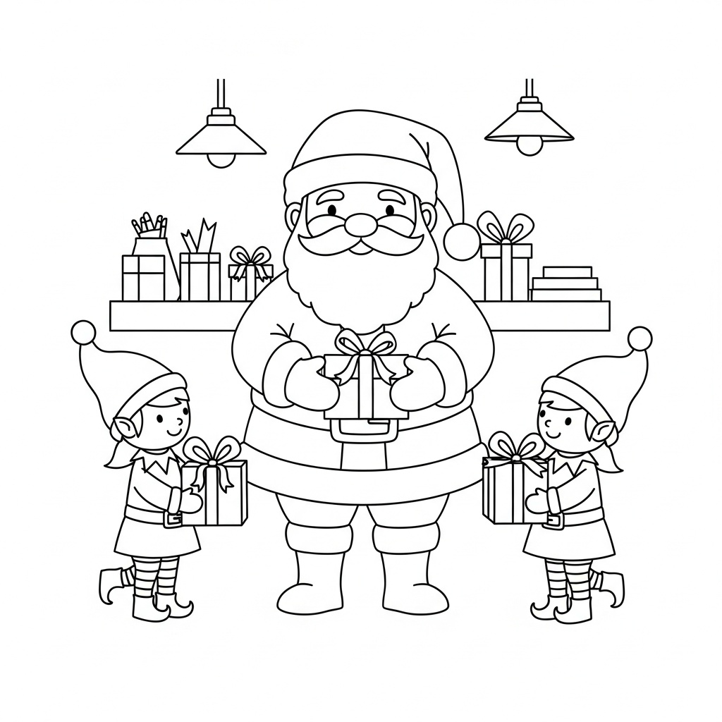 Jultomte målarbild med tomtar