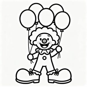 Karneval målarbild: leende clown med ballonger