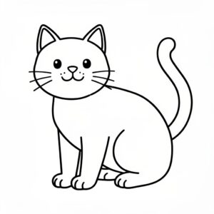 Kattövning med linjer och målarbild för förskolebarn