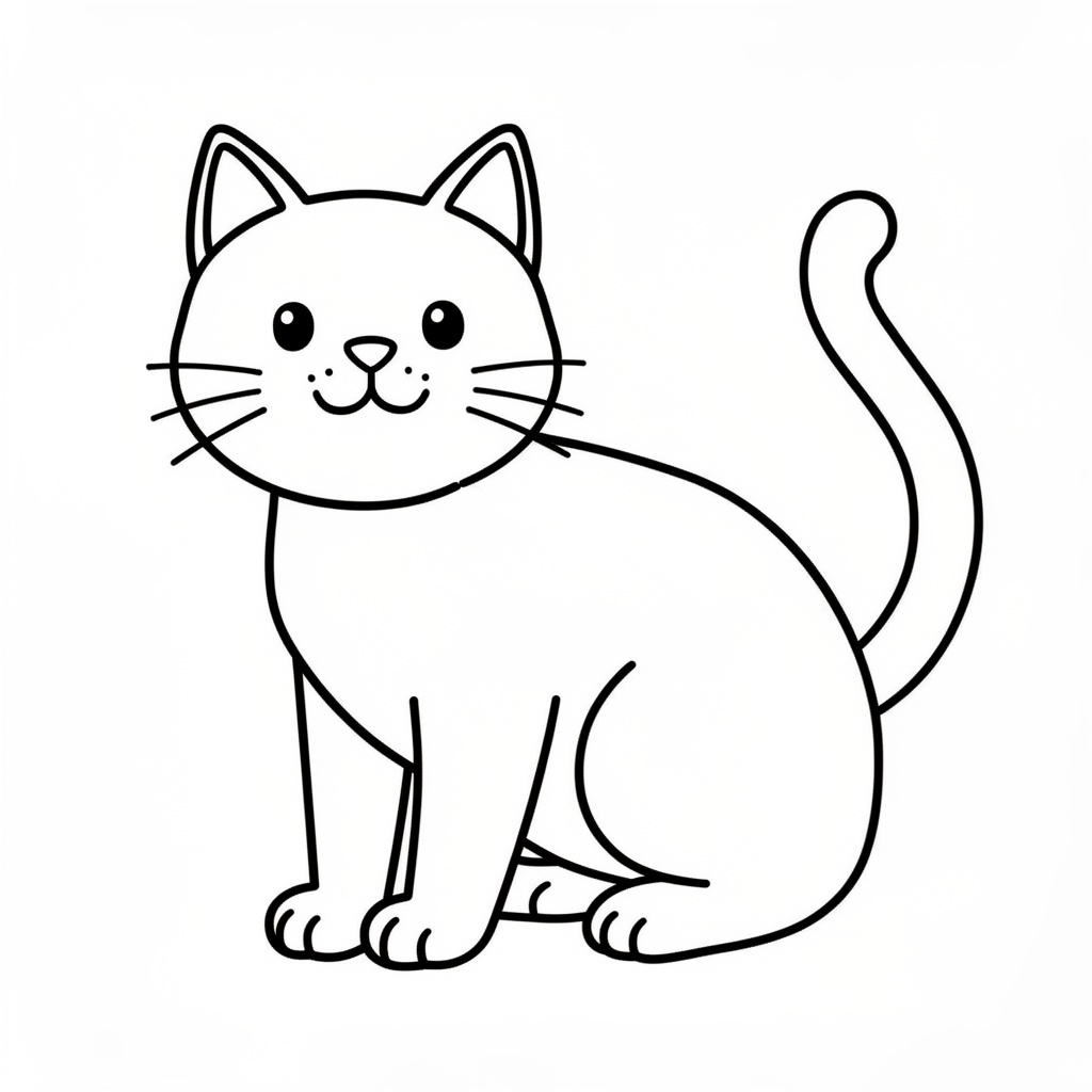 Kattövning med linjer och målarbild för förskolebarn