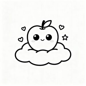 Kawaii äpple bland stjärnor