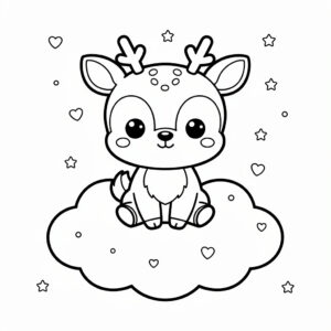 Kawaii Bambi målarbild med stjärnor