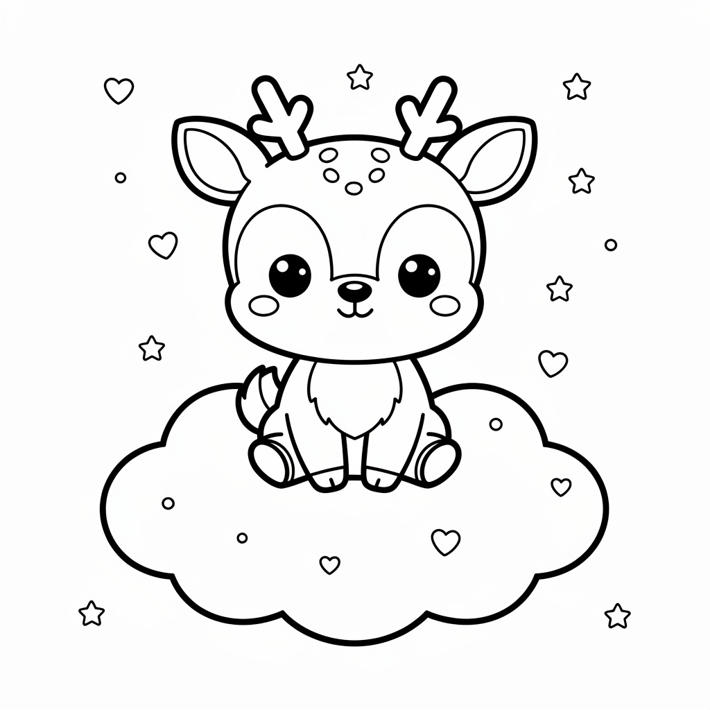 Kawaii Bambi målarbild med stjärnor