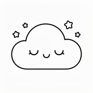Kawaii fluffigt sömnigt moln med stjärnor
