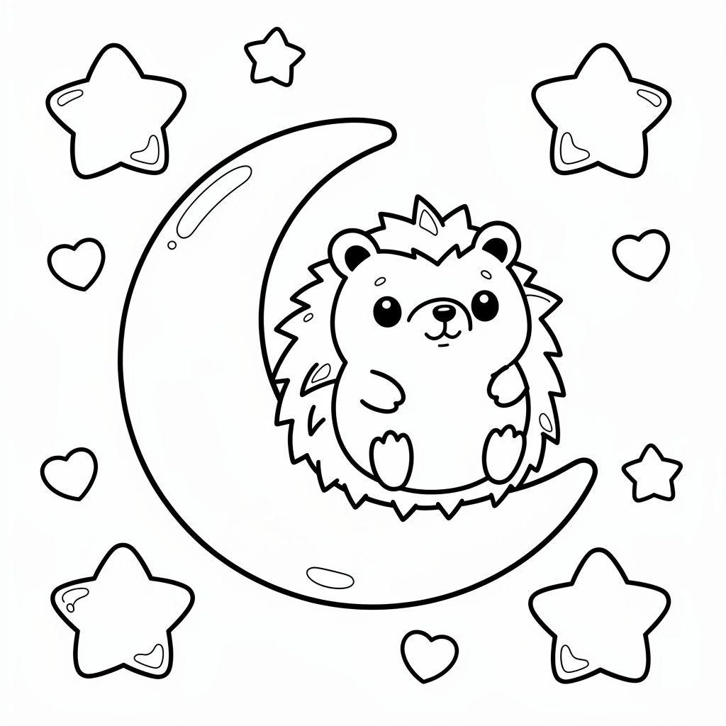 Kawaii igelkott bland stjärnor