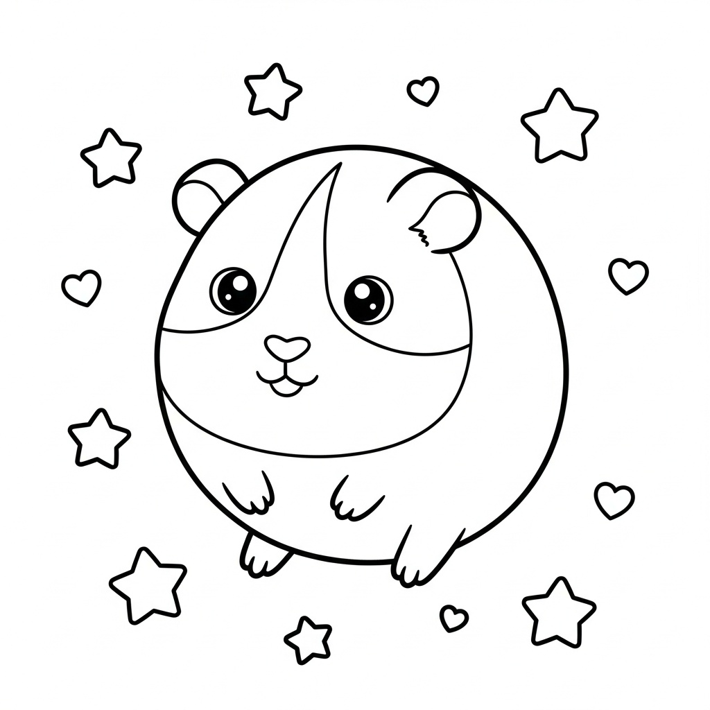 Kawaii marsvin bland stjärnorna