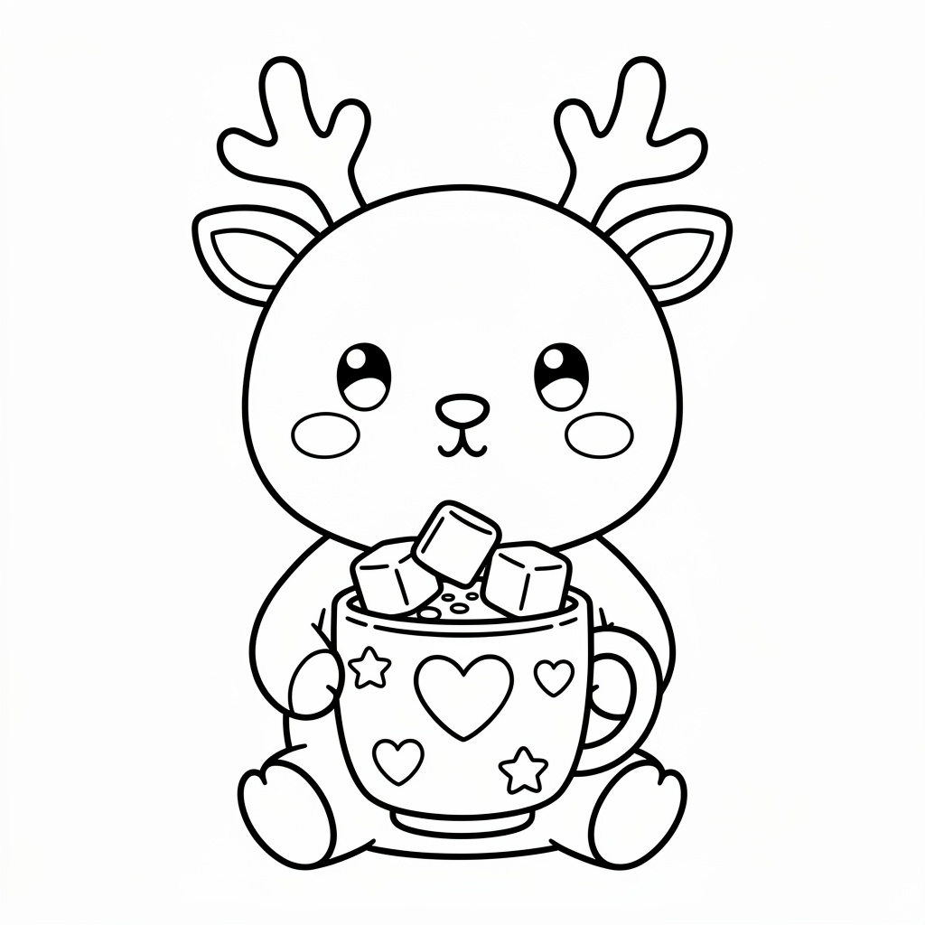 Kawaii ren med varm choklad
