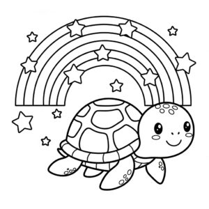 Kawaii sköldpadda med regnbåge