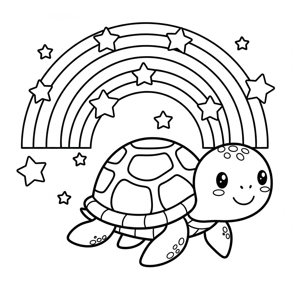 Kawaii sköldpadda med regnbåge