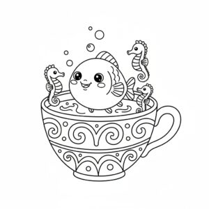 Kawaii stil fisk med fenor målarbild