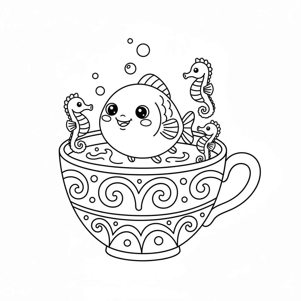 Kawaii stil fisk med fenor målarbild