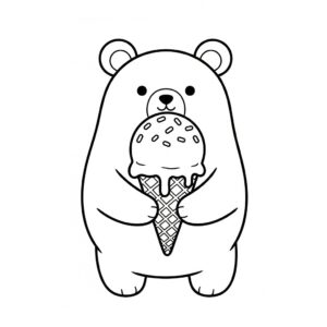 Kawaii-stil isbjörn med glass