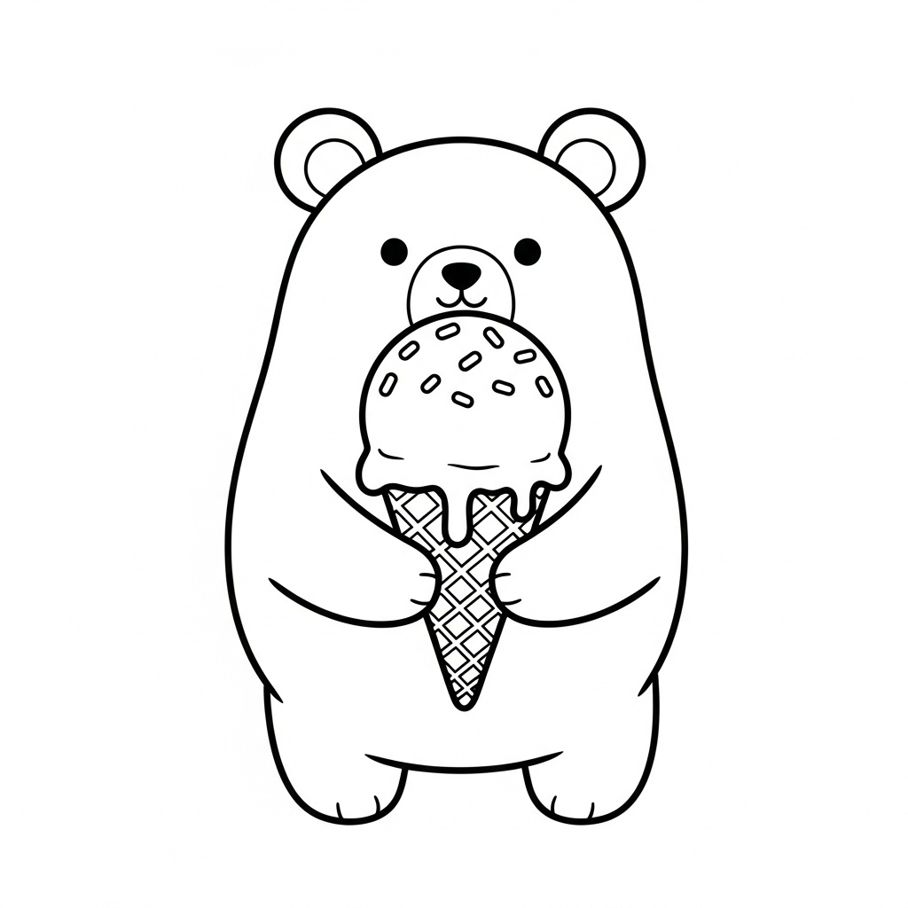 Kawaii-stil isbjörn med glass